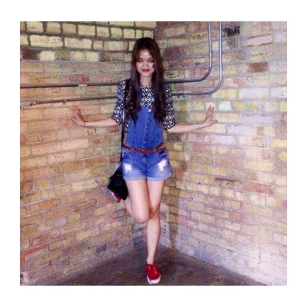 Rolled Cuffs Denim Overall Shorts